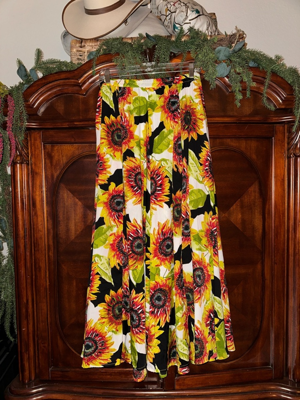 Sunflower Floral Maxi Skirt - Yellow & Black